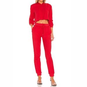 Danielle Guizio Sweat Set in Red, Size Medium